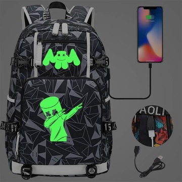 DUŻY PLECAK DJ MARSHMELLO WODOODPORNY WZORY wysoka jakość