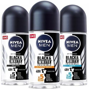 Nivea MEN Antyperspirant Black & White w kulce MIX 3 x 50 ml