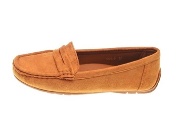 DAMSKIE ZAMSZOWE MOKASYNY Camel r.41