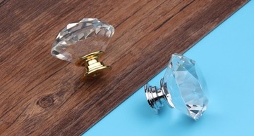 МЕБЕЛЬНАЯ РУЧКА КРИСТАЛЛ, бриллиант 40 мм, ЗОЛОТО