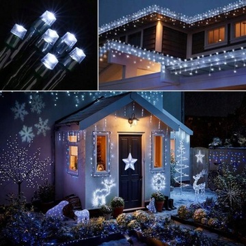 SOPLE 100 LED LAMPKI BIAŁE ZIMNE KURTYNA ŚWIETLNA STAŁE
