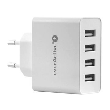 MOCNA wydajna ładowarka sieciowa zasilacz 4x USB everActive SC-400 5A 25W
