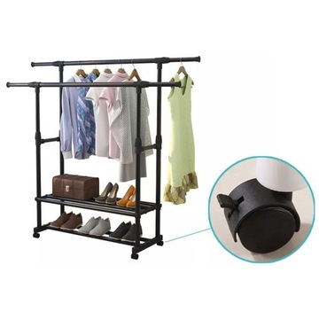 ДВУХНАПОЛЬНАЯ ВЕШАЛКА ДЛЯ ОДЕЖДЫ, СТЕЛЛАЖКА ДЛЯ ОДЕЖДЫ НА КОЛЕСАХ