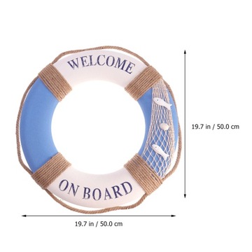 DEKORACJA DRZWIOWA ŚRÓDZIEMNOMORSKA Z NIEBIESKĄ RYBKĄ - 50CM