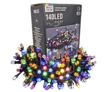 LAMPKI CHOINKOWE KOLOROWE - ZEWNĘTRZNE 140 LED 14m