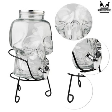 Стеклянная банка с 5L кран для лимонадного сока дистрибьютора водяного черепа