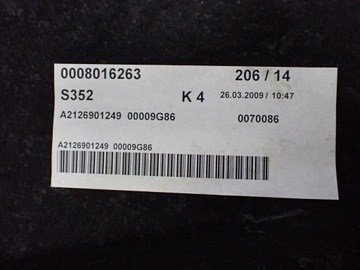 POLIČKA ZADNÍ KUFRU A2126901249 MERCEDES TŘÍDA E W212 SEDAN 09R