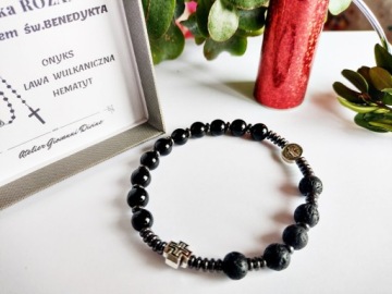 Мужской браслет на руку ROSARY, LAVA ONYX, 173 м