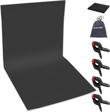 SPARDAR CZARNE TŁO FOTOGRAFICZNE BAWEŁNA 3MX4,5M