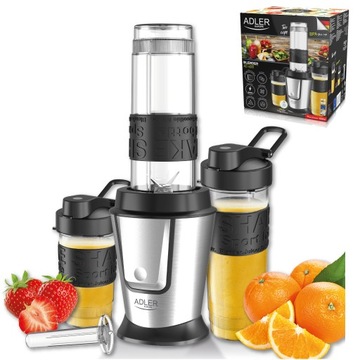 BLENDER PERSONALNY KIELICHOWY AD4081 2 BIDONY + WKŁAD CHŁODZĄCY 800W CZARNY