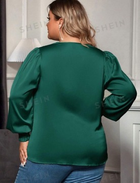 SHEIN BLUZKA PLUS SIZE SATYNOWA ZIELONA 44 ŁKA