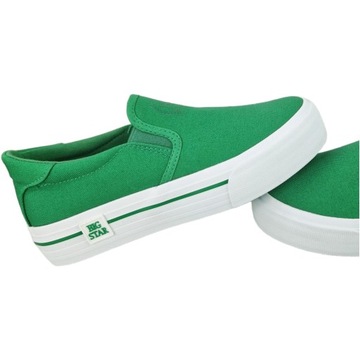 Buty Slip On trampki Big Star zielone wsuwane na koturnie NN274114 38