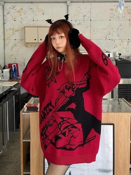 y2k Harajuku vintage cartoon anime knitted sweater