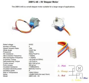 Silnik Silniczek krokowy 28BYJ-48 5V z modułem sterowania (4643b)