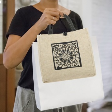 Сумка из льняной ткани Льняная с ручками Джутовая сумка для подарков