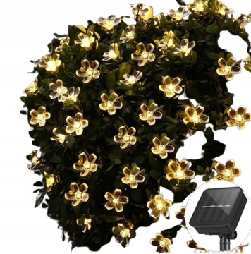 LEDOWE ŚWIATEŁKA LAMPKI KWIATKI 7M 50LED OGRÓD m1