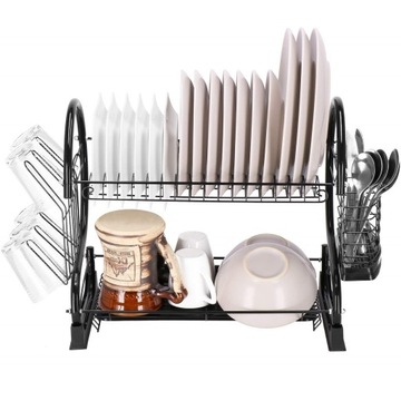 БОЛЬШАЯ СУШИЛКА, ЧЕРНАЯ, С ПОДДОНОМ ДЛЯ КУХОННОЙ ПОСУДЫ