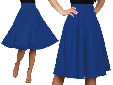 XS MIDI CHABROWA spódnica z koła rozłożysta pin-up niebieska do tańca 34