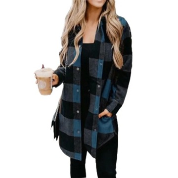 Women Plaid Print Blouse Shirt Autumn Female Turn