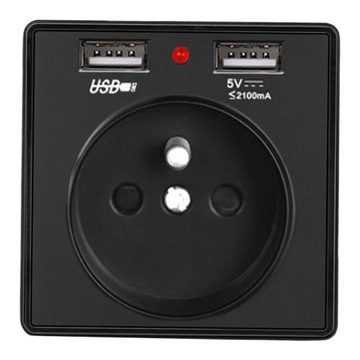 Gniazdko ścienne USB Płytka Wtyczka panelu Czarny FR