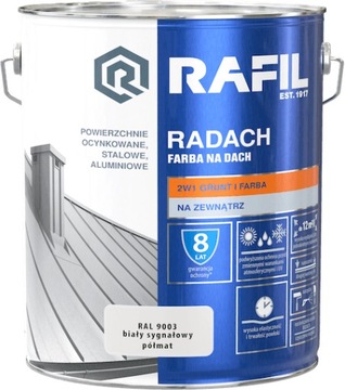 RAFIL RADACH FARBA NA DACH BIAŁY SYGNAŁOWY RAL9003 PÓŁMAT 10L