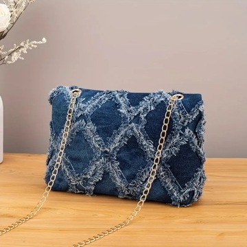 Женская ДЕНИМ сумка CROSSBODY Сумка-мессенджер джинсы ДЕНИМ бахрома ПРОВЕРИТЬ