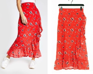 RIVER ISLAND Długa spódnica FALBANKI kwiaty BOHO L