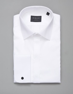 koszula na spinki biały slim fit 00253 164/170 40