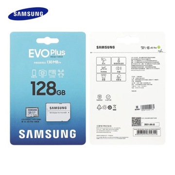 Карта памяти SAMSUNG EVO+ 128 ГБ micro SD 100 МБ/с EVO PLUS + адаптер