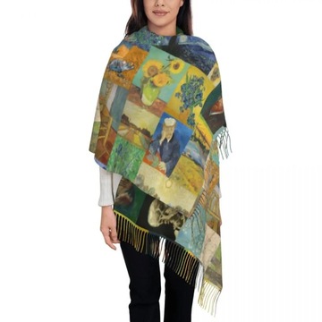 Customized Print Vincent Van Gogh Painting Collage Scarf Women Men Winter F