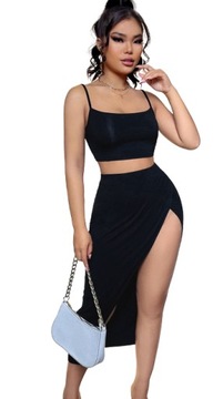 SHEIN KOMPLET DLA NISKICH KOBIET CZARNY XS 1V5B