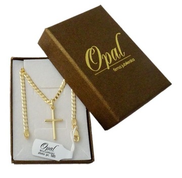 Полная золотая цепочка 585/50 см. Гравер крест