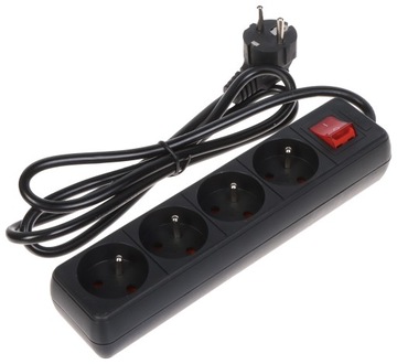ПИТАНИЕ СТРИП PR-1,5M-4G-SW/B (4 РОЗЕТКИ) 1,3 м