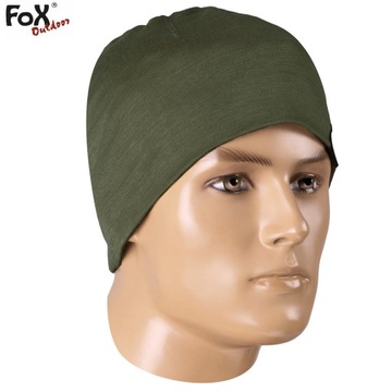 ТЕРМОАКТИВНАЯ СПОРТИВНАЯ ЗИМНЯЯ ШАПКА MFH FOX 100% МЕРИНОСОВАЯ ШЕРСТЬ ОЛИВКА