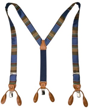 Подтяжки для брюк ПОЛОСКИ с ШЕЛКОВЫМИ пуговицами и зажимами.