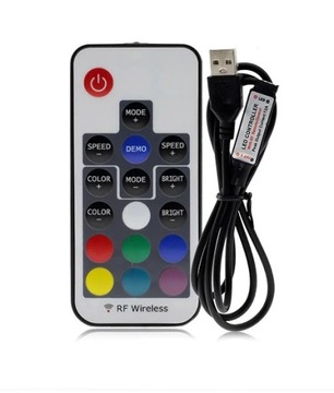 КОНТРОЛЛЕР + РЧ ПУЛЬТ ПУЛЬТА УПРАВЛЕНИЯ РЕГУЛЯТОРОМ RGB СВЕТОДИОДНАЯ ЛЕНТА USB