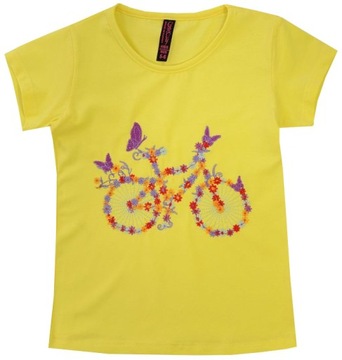 BLUZKA T-SHIRT ŻÓŁTY rower w kwiaty 3/4 H208B