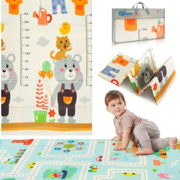 MATA EDUKACYJNA DLA DZIECI DWUSTRONNA SKŁADANA PIANKOWA XPE 120x180 + TORBA