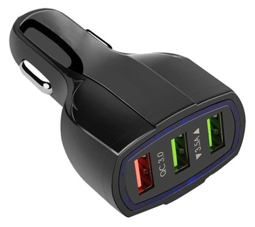 АВТОМОБИЛЬНОЕ ЗАРЯДНОЕ УСТРОЙСТВО PLS34F QC 3.0 3xUSB ЧЕРНЫЙ