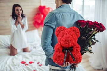 МИШКА С РОЗАМИ XXL КОРОБКА С ЛЕПЕСТКАМИ ПОДАРОК ​​НА ЖЕНСКИЙ ДЕНЬ