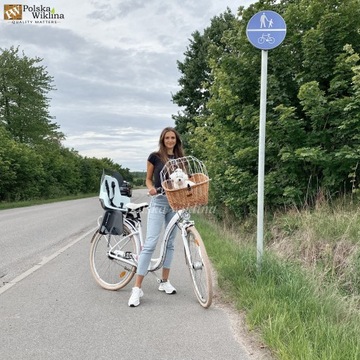 КОРЗИНА НА РУЛЕ ДЛЯ ТРАНСПОРТИРОВКИ СОБАКИ, КОШКИ, ПЛЕТЕНАЯ КОРЗИНА С ПОДУШКОЙ