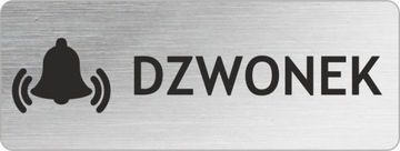 DZWONEK tabliczka stal INOX 8x3 cm samoprzylepna