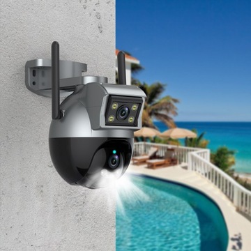 ДВОЙНАЯ ВРАЩАЮЩАЯСЯ НАРУЖНАЯ КАМЕРА IP WIFI 4MPX TUYA SMART НА ПОЛЬСКОМ ЯЗЫКЕ 128 ГБ