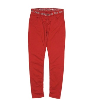 DESIGUAL Damskie Czerwone Spodnie Logo XS 34 S 36 Pas 72cm