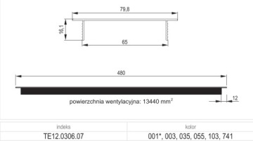 2 x АЛЮМИНИЕВАЯ ВЕНТИЛЯЦИОННАЯ РЕШЕТКА ЧЕРНАЯ 80x480