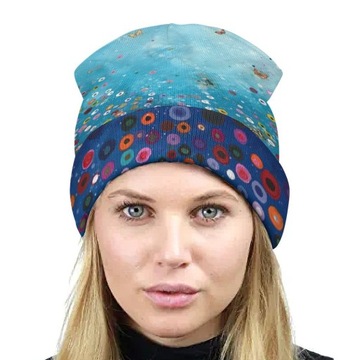 Czapka Zimowa Męska Beanie Wiosna Jesień Damska w Kwiaty