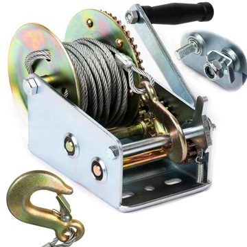 WYCIĄGARKA WCIĄGARKA STALOWA LINOWA RĘCZNA KORBA