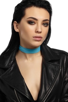 Choker z miękkiego zamszu błękitny