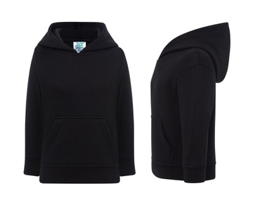 BLUZA dresowa dziecięca Z KAPTUREM kangurka SWRK KNG czarna 7-8 BK 134