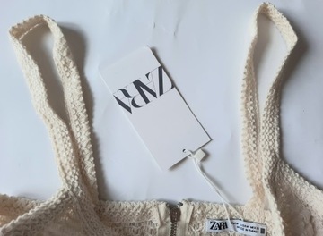 ZARA koronkowa BLUZKA krótka AŻURKOWA top S / M 36